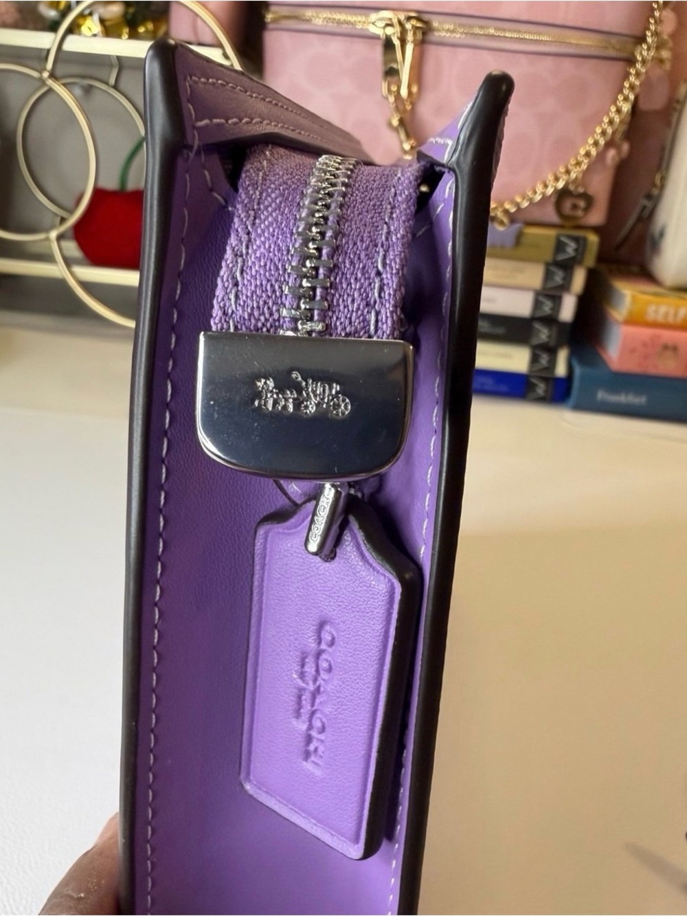 Coach Lavender Signature Print Crossbody Bag - Picture 5 of 9